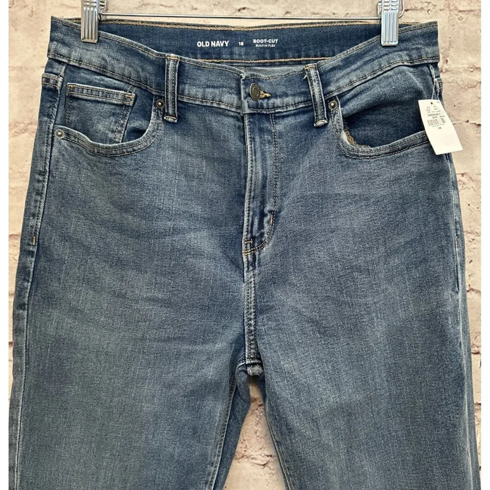 Old Navy Jeans Boys 18 Boot Cut Built in Flex Blue Denim NEW Adjustable Waist
